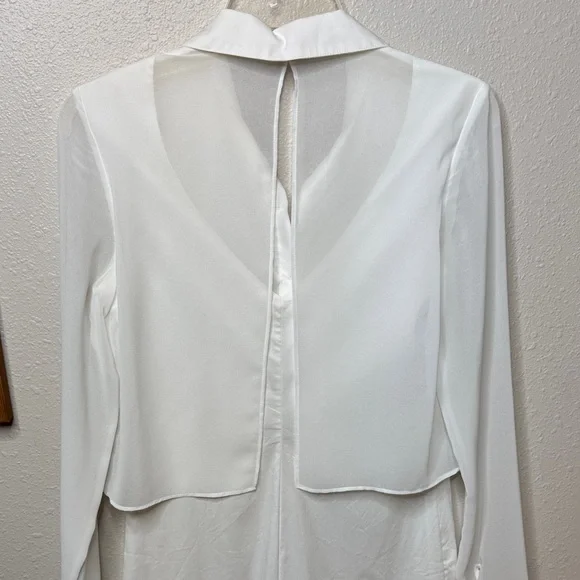 Bailey 44 Vlado‎ White Sheer Long Sleeve Cotton blend Dress Slit Open Back - XS - Picture 8 of 16